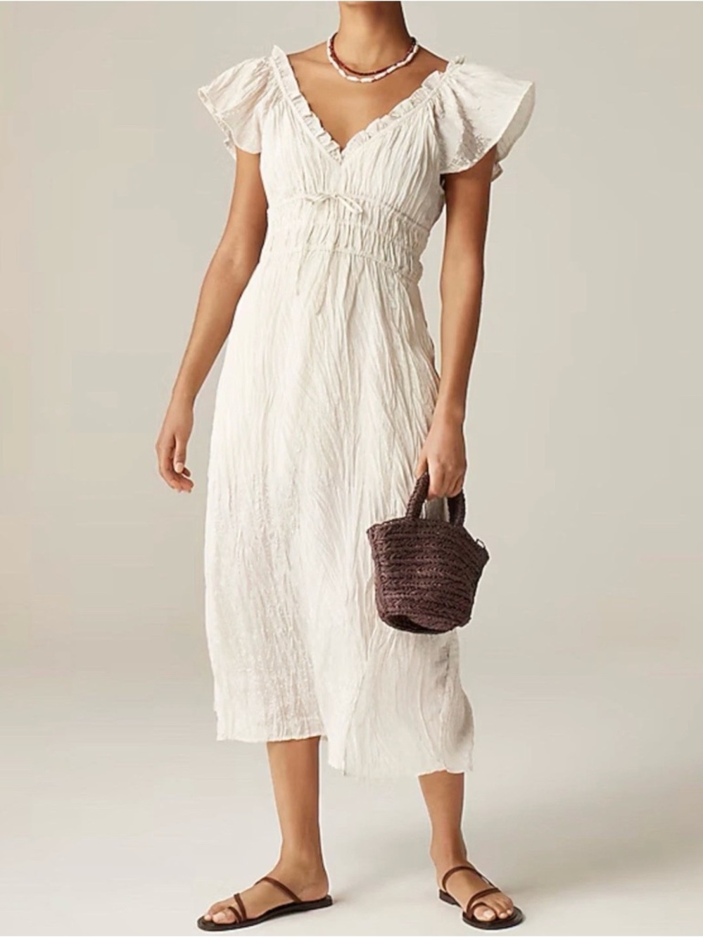 J.Crew Natural Palermo dress in viscose-blend crinkle Size XS New